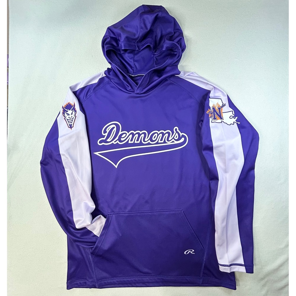 NORTHWESTERN STATE DEMONS NSU Performance Hoodie Mens Large Purple White